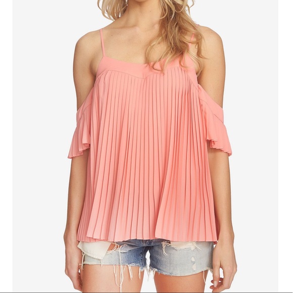 1 State Pleated Off-Shoulder Top - Picture 1 of 3